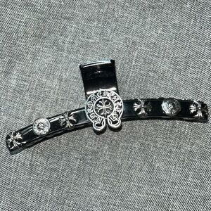 Black Cross Hair Clip with Silver Accents